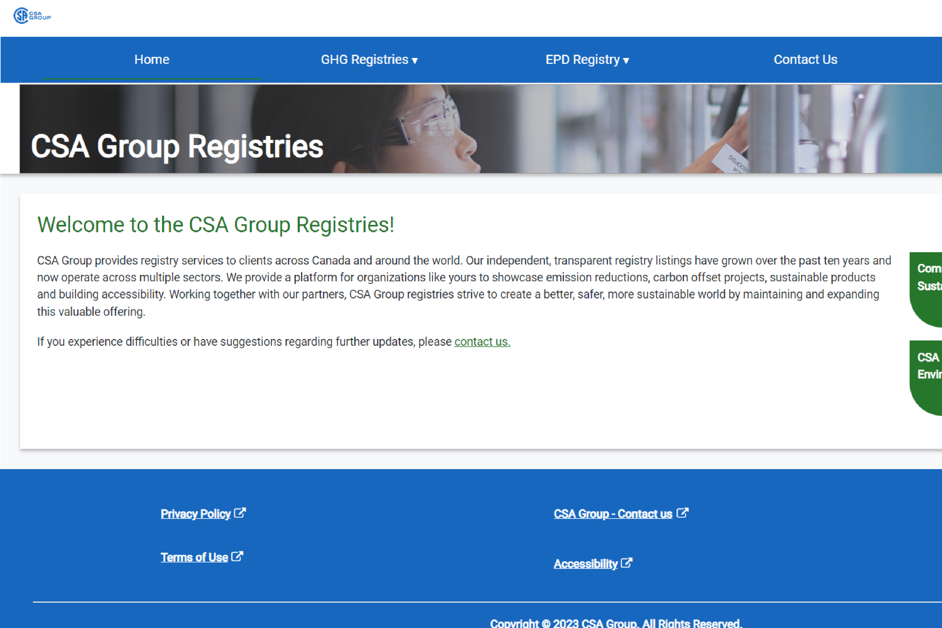 CSA Registry Screenshot