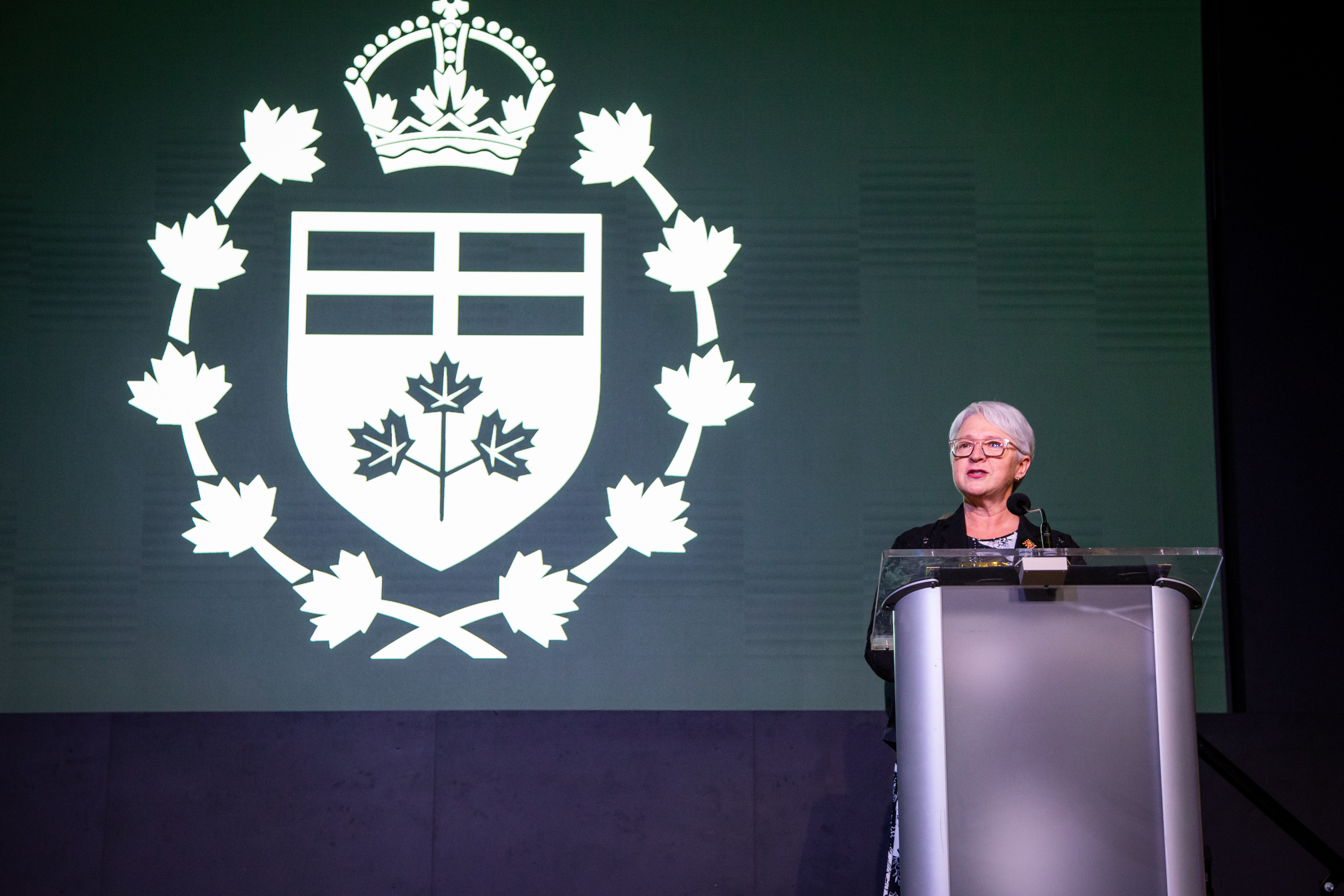 Her Honour Edith Dumont delivers her greetings at the Celebration of Excellence