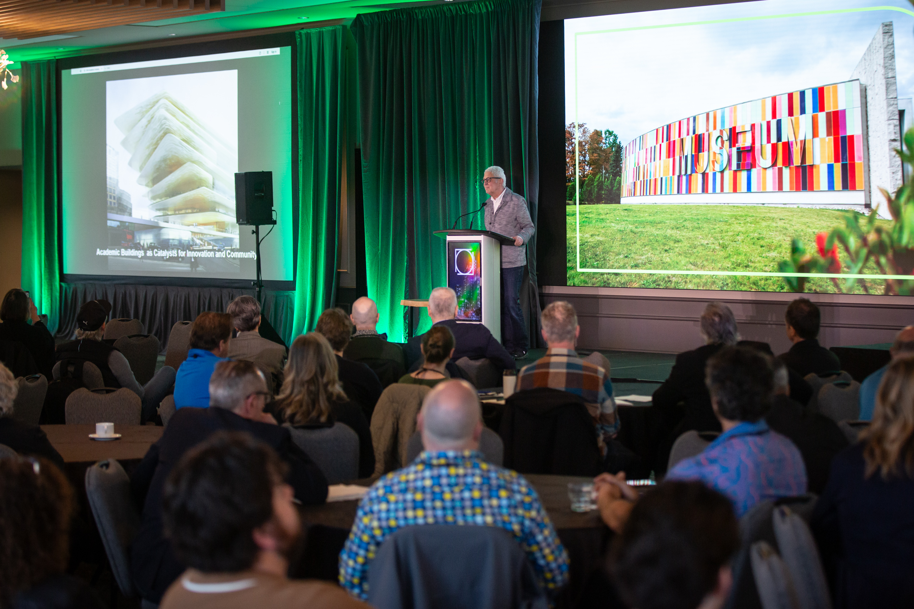 Donald Donald Schmitt, principal of Diamond and Schmitt Architects delivers presentation