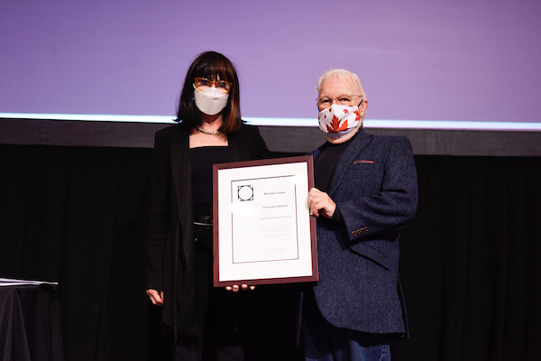 Image of Michael Copas accepting Honourary Membership Award