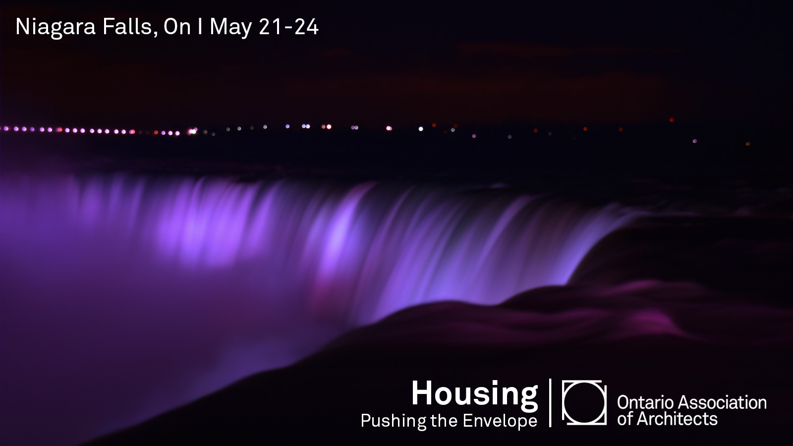 2024 Conference banner with background of Niagara falls at night