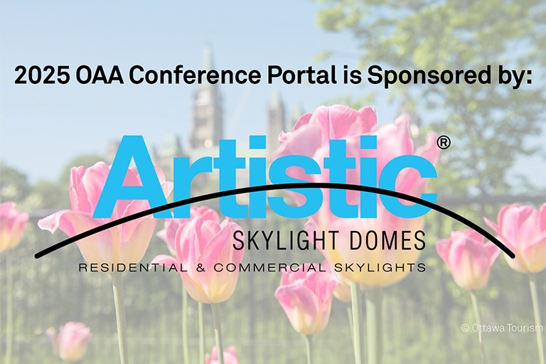  2025 Conference Web portal  banner featuring Ottawa tulips and a logo of the sponsor Skylight Domes