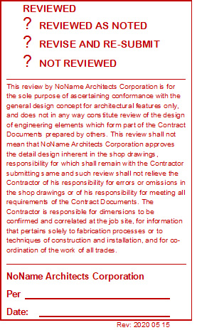 Shop Drawing Review Submittal Stamp - Corp Connect