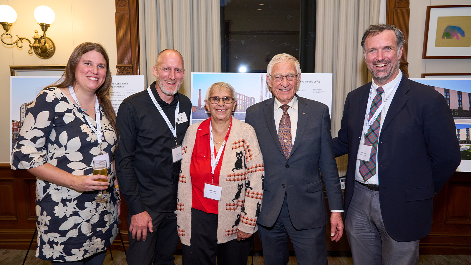 Representatives from Invizij Architects and client group of Harvey Woods Loft with nominee, MPP Ernie Hardeman.