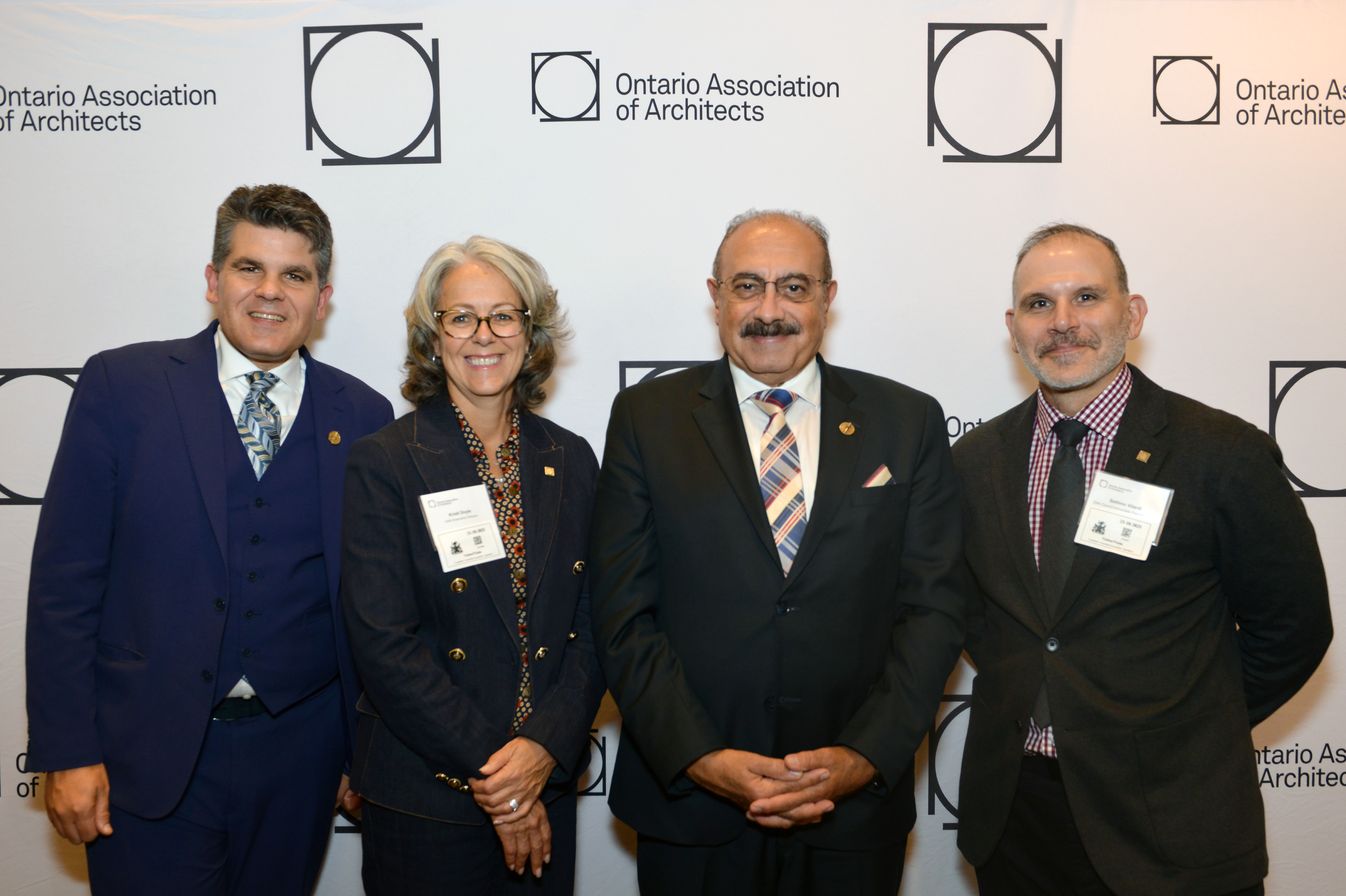 MPP Andrew Dowie (Windsor-Tecumseh), OAA Executive Director Kristi Doyle, MPP Sheref Sabawy (Mississauga-Erin Mills) and Immediate Past President