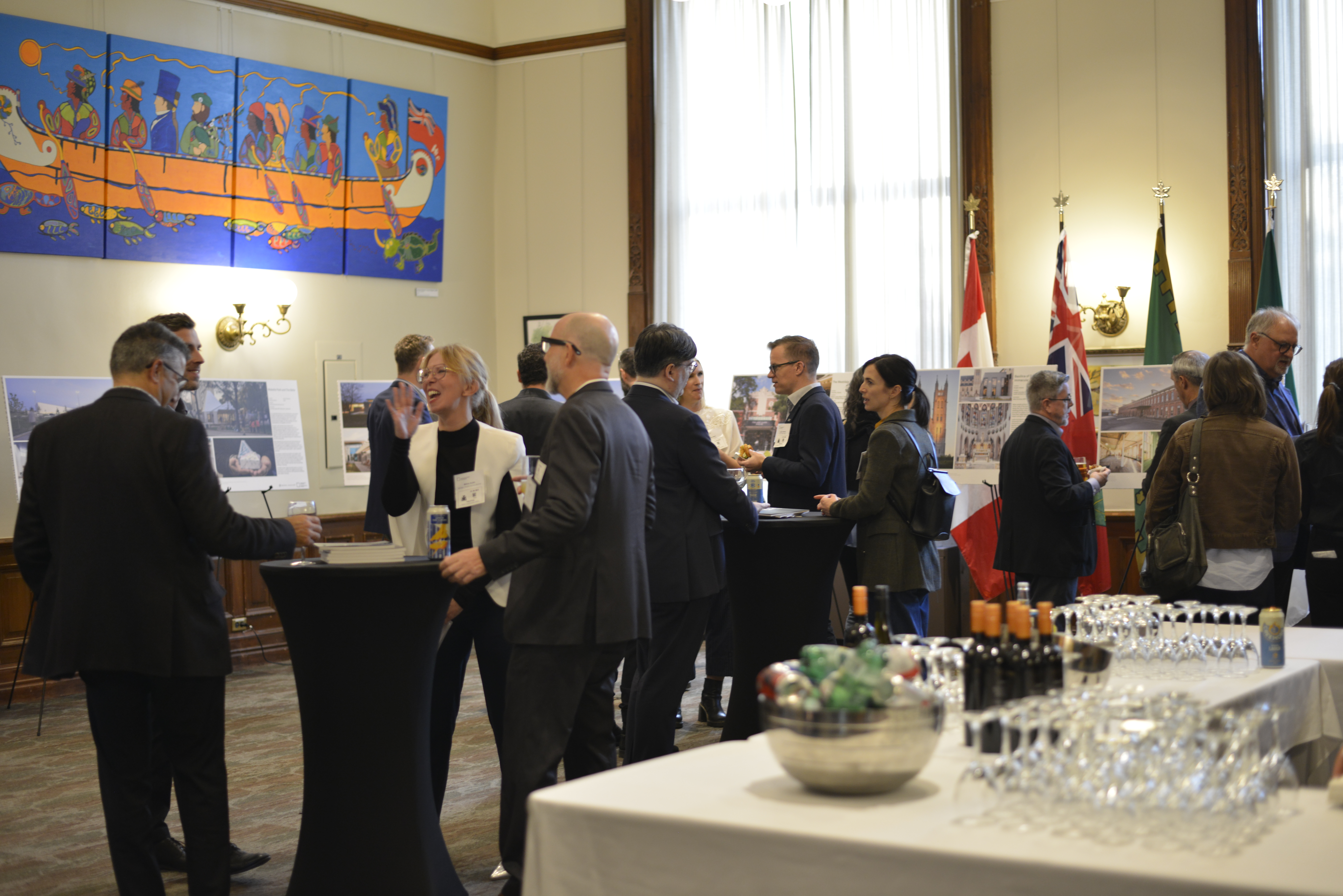 guests viewing the Queen's Park Picks presentation boards