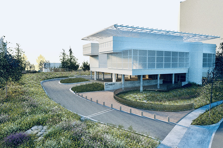 Aerial view of OAA Landscape Design concept rendering