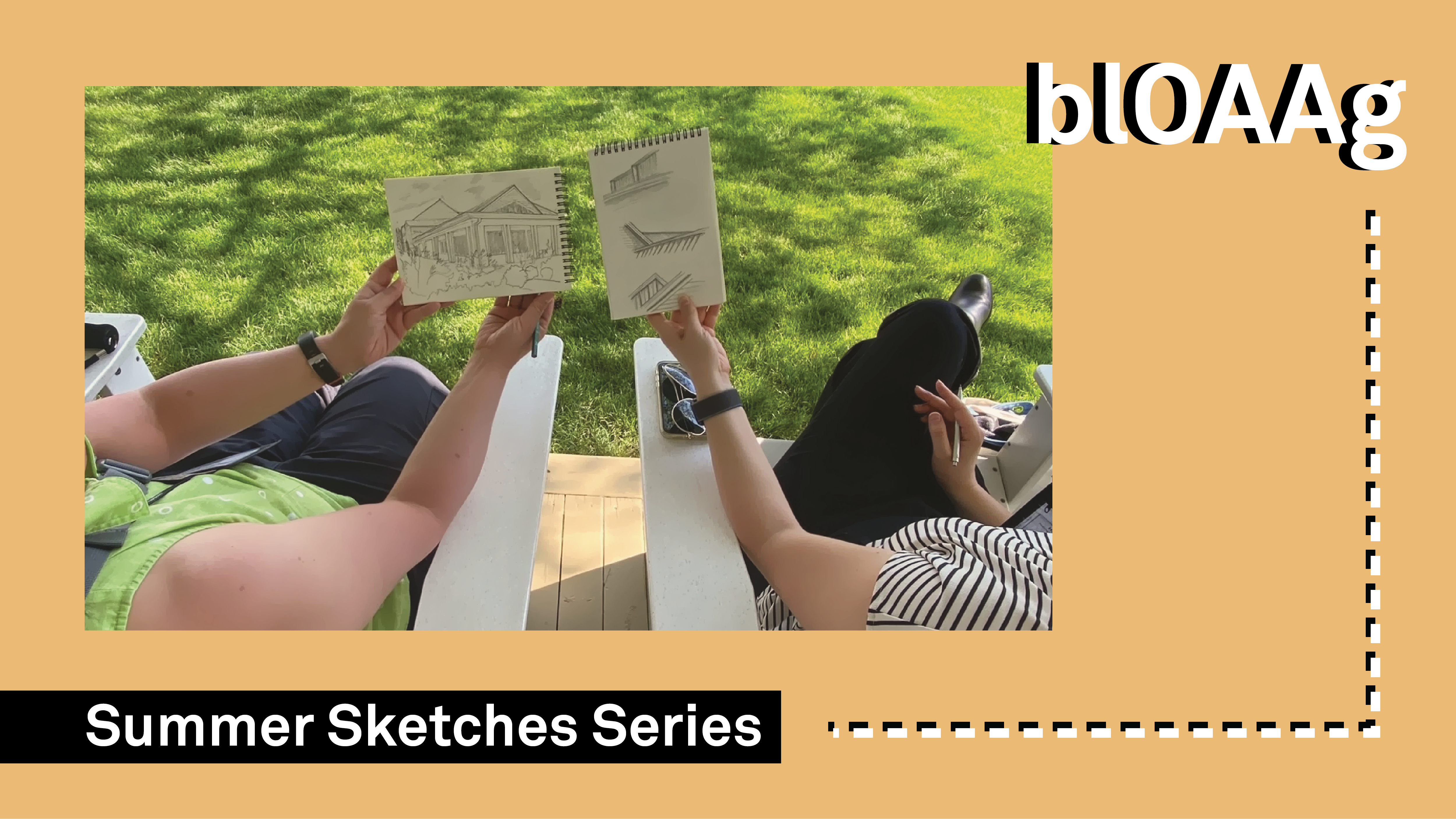 BLOAAG 2024 banner featuring two individuals sitting down with sketchpads