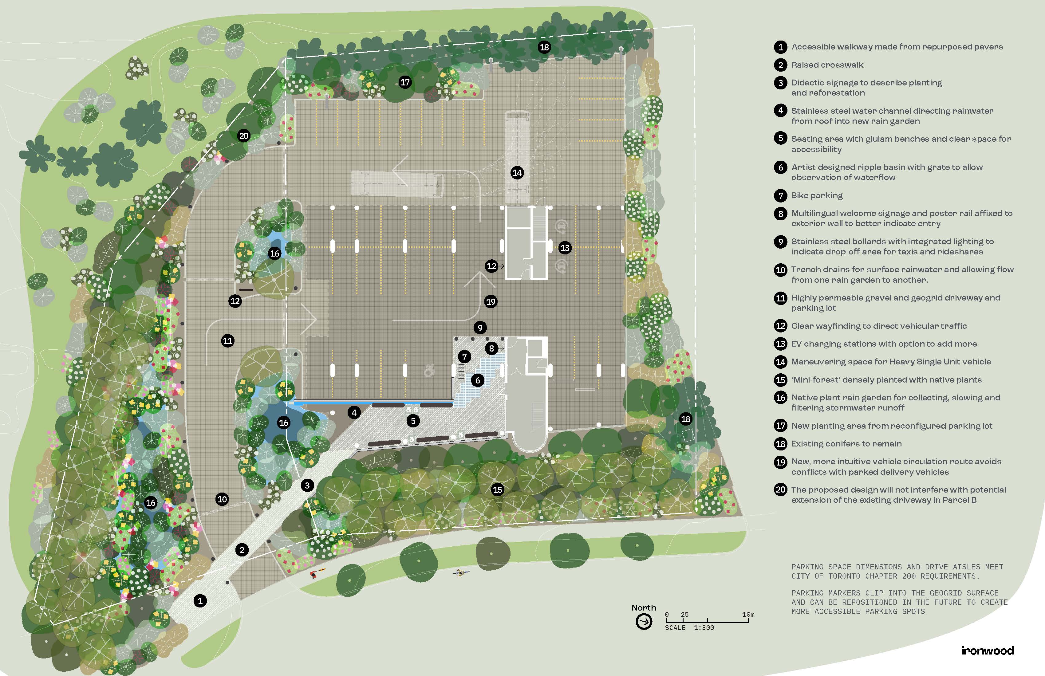 Site plan of Team Ironwoods, Landscape Reconnect submitted for OAA Landscape Design Competition