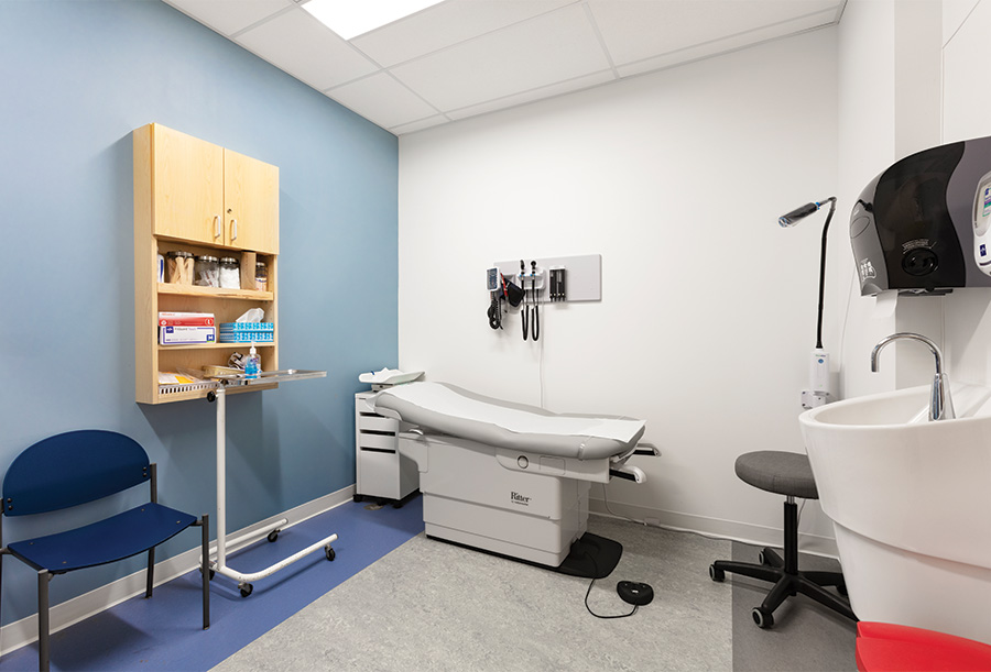 View of an exam room within the Carlington Community Health Centre. 