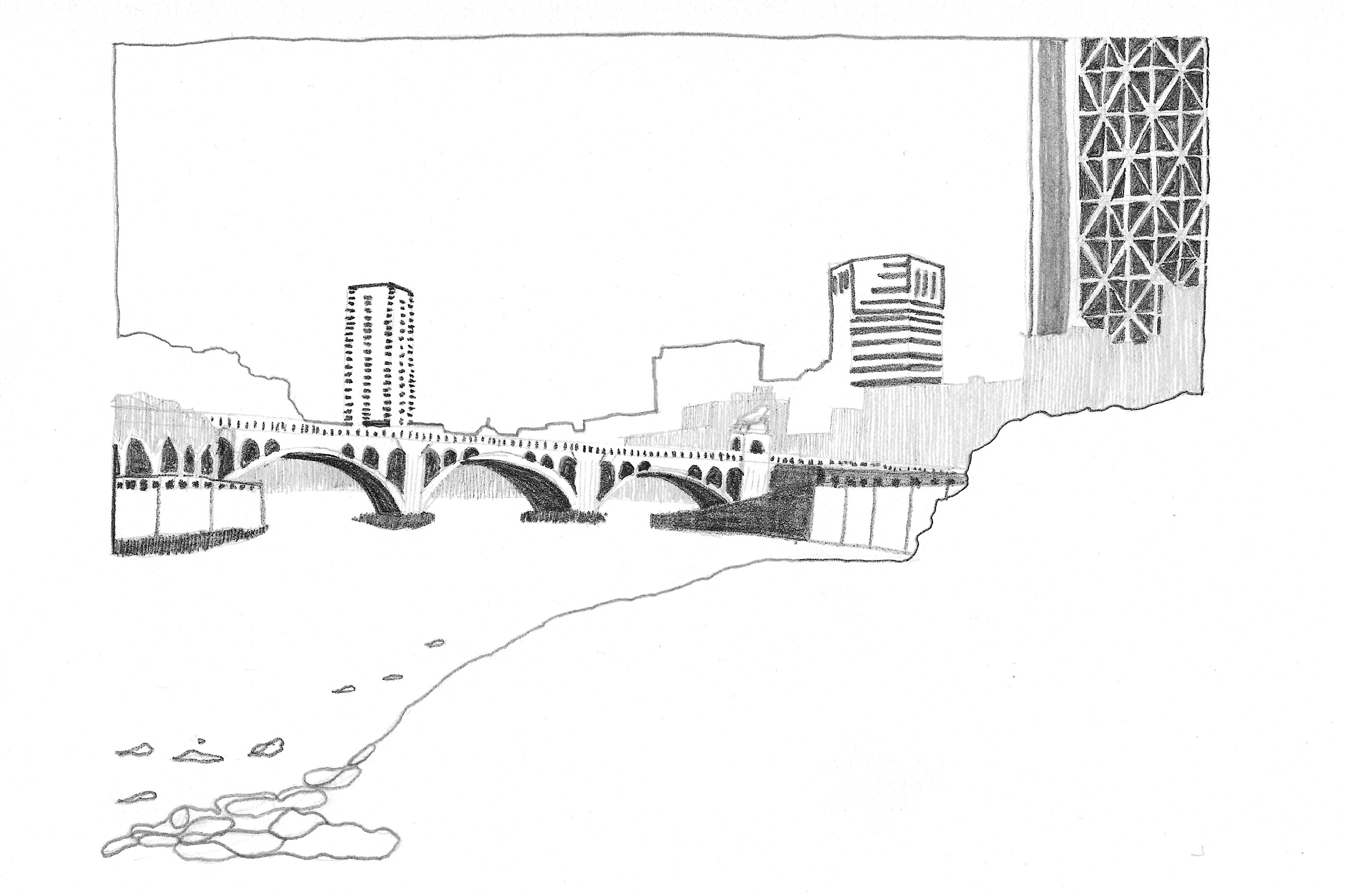 A black and white sketch